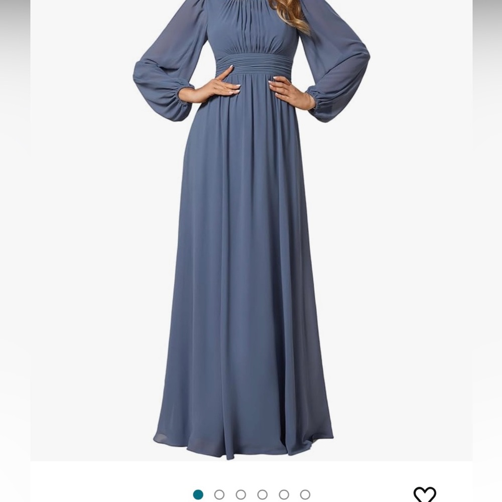 Blue Bishop Sleeve Pleated Gown